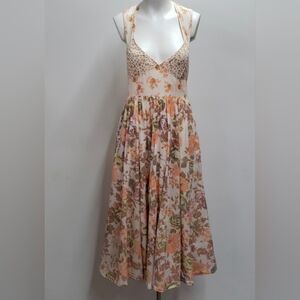 Free People Love You Midi Dress Women's Medium Floral Coquette Cottagecore
